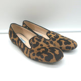 Prada Leopard Print Calf Hair Smoking Slippers Brown Size 36.5 Slip-On Flats
