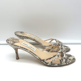 Jimmy Choo Snakeskin Slide Sandals Gray Size 38 Open Toe Heels