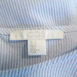 COS Tie-Back Top Blue/White Pinstripe Cotton Size 4 Short Sleeve Blouse