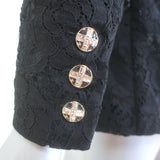 Chanel 23S Lace Crystal-Button Blazer Jacket Black Cotton-Blend Size 34 NEW