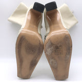 KHAITE Nevada Snake-Embossed Cap Toe Stretch Leather Ankle Boots Cream Size 38
