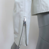 Barneys New York Leather Biker Jacket Cream Size Small