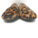 Prada Leopard Print Calf Hair Smoking Slippers Brown Size 36.5 Slip-On Flats