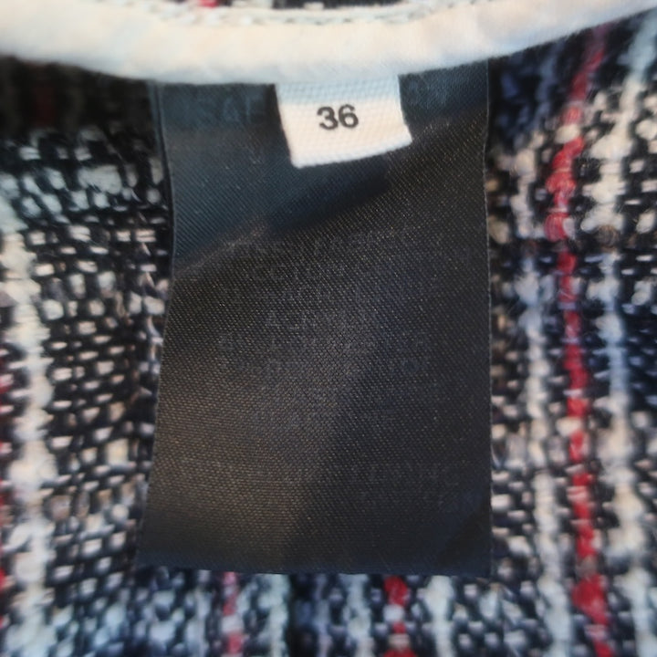Isabel Marant Etoile Frayed Tweed Jacket Black/Red Cotton-Blend Size 36