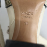 KHAITE Nevada Snake-Embossed Cap Toe Stretch Leather Ankle Boots Cream Size 38