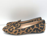 Prada Leopard Print Calf Hair Smoking Slippers Brown Size 36.5 Slip-On Flats