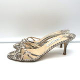 Jimmy Choo Snakeskin Slide Sandals Gray Size 38 Open Toe Heels