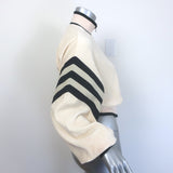 Gucci x Adidas chenille three-stripe cropped jacket in ivory, pre-owned luxury women's piece (XS)