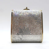Judith Leiber Swarovski Crystal Minaudiere Mini Box Clutch Silver/Gold