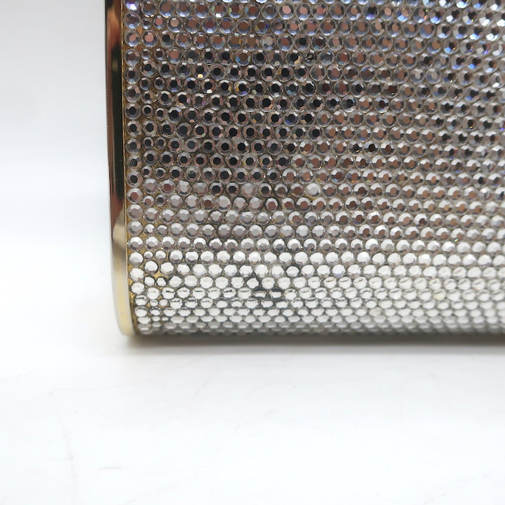 Judith Leiber Swarovski Crystal Minaudiere Mini Box Clutch Silver/Gold