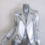 L'Agence Metallic Leather Biker Jacket Silver Size Small