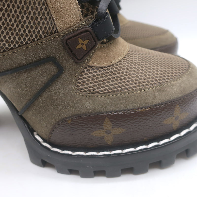 Louis Vuitton Star Trail Lace-Up Ankle Boots Brown Monogram &amp; Suede Size 38
