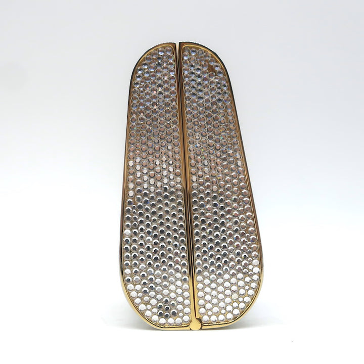 Judith Leiber Swarovski Crystal Minaudiere Mini Box Clutch Silver/Gold