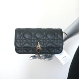 Christian Dior My Dior Talk Phone Pouch Black Cannage Leather Crossbody Bag NEW
