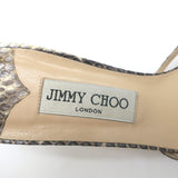 Jimmy Choo Snakeskin Slide Sandals Gray Size 38 Open Toe Heels