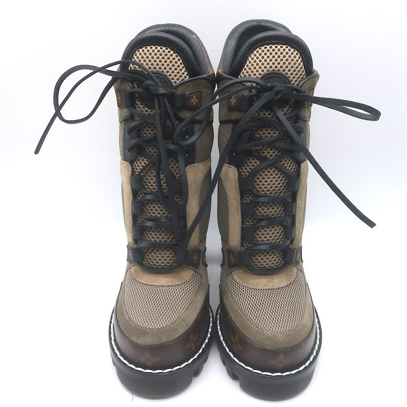 Louis Vuitton Star Trail Lace-Up Ankle Boots Brown Monogram &amp; Suede Size 38