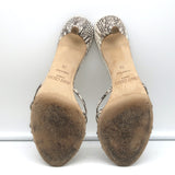 Jimmy Choo Snakeskin Slide Sandals Gray Size 38 Open Toe Heels