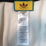 Gucci x Adidas chenille three-stripe cropped jacket in ivory, size XS — pre-owned authentic luxury