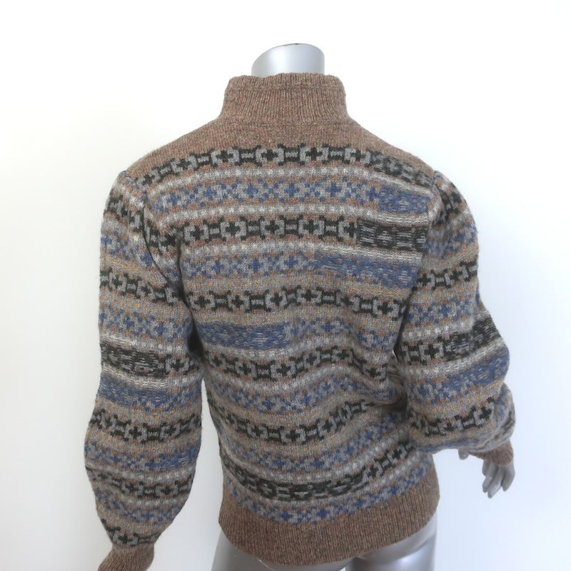 Isabel Marant Etoile Ned Fair Isle Turtleneck Sweater Brown/Multi Wool Size 36