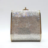 Judith Leiber Swarovski Crystal Minaudiere Mini Box Clutch Silver/Gold