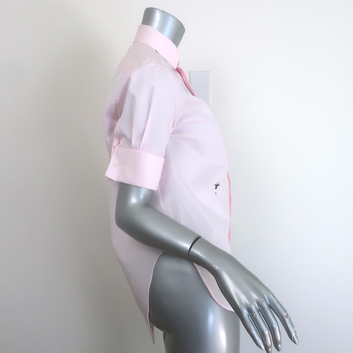 Christian Dior Cuffed Sleeve Button Down Shirt Light Pink Cotton Size US 2