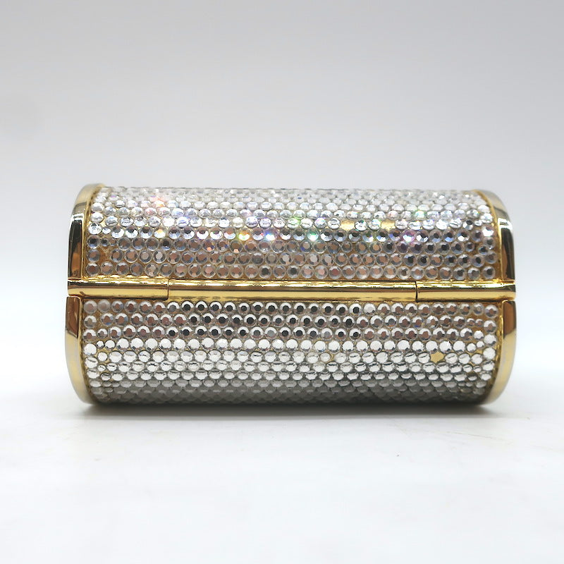 Judith Leiber Swarovski Crystal Minaudiere Mini Box Clutch Silver/Gold