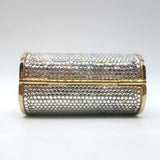 Judith Leiber Swarovski Crystal Minaudiere Mini Box Clutch Silver/Gold