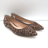 Gianvito Rossi Leopard Print Pony Hair Pointed Toe Ballet Flats Size 37 NEW