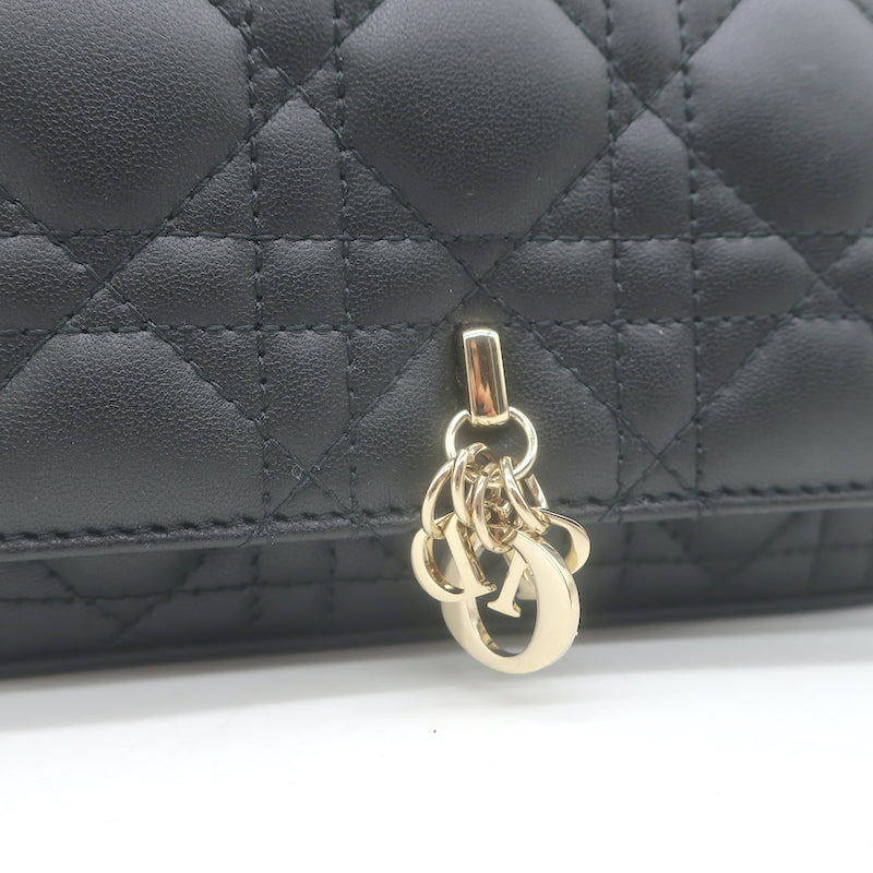 Christian Dior My Dior Talk Phone Pouch Black Cannage Leather Crossbody Bag NEW