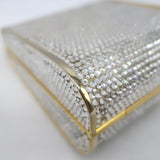 Judith Leiber Swarovski Crystal Minaudiere Mini Box Clutch Silver/Gold