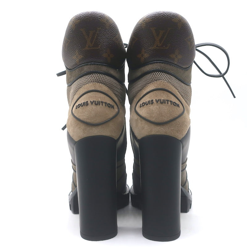 Louis Vuitton Star Trail Lace-Up Ankle Boots Brown Monogram &amp; Suede Size 38