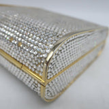 Judith Leiber Swarovski Crystal Minaudiere Mini Box Clutch Silver/Gold