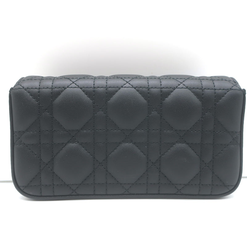 Christian Dior My Dior Talk Phone Pouch Black Cannage Leather Crossbody Bag NEW