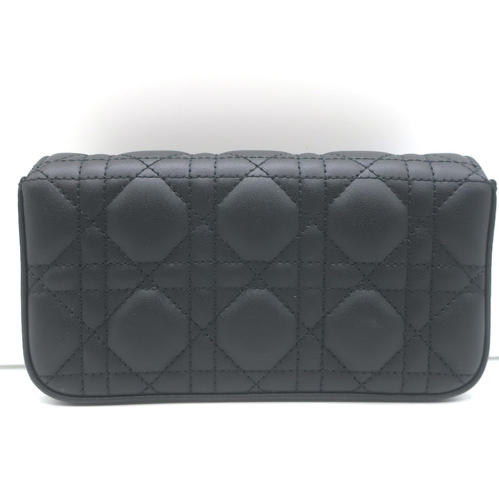 Christian Dior My Dior Talk Phone Pouch Black Cannage Leather Crossbody Bag NEW