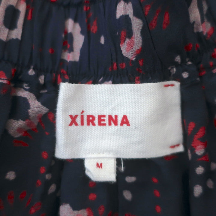 Xirena Iris Tiered Midi Skirt Navy Printed Cotton-Silk Size Medium