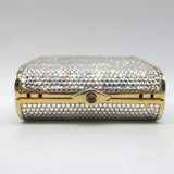 Judith Leiber Swarovski Crystal Minaudiere Mini Box Clutch Silver/Gold