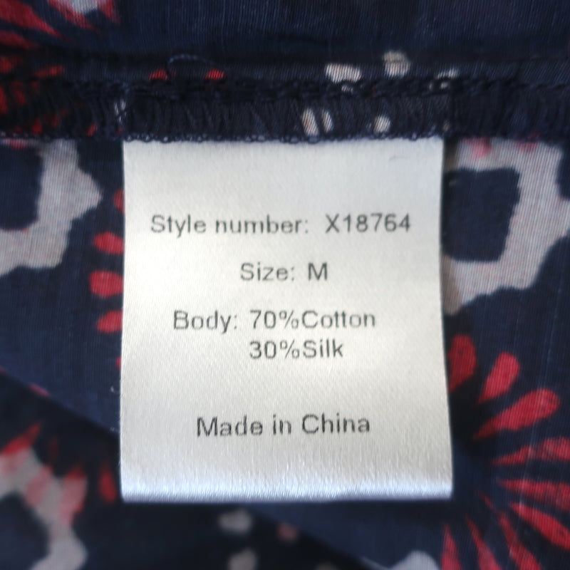 Xirena Iris Tiered Midi Skirt Navy Printed Cotton-Silk Size Medium