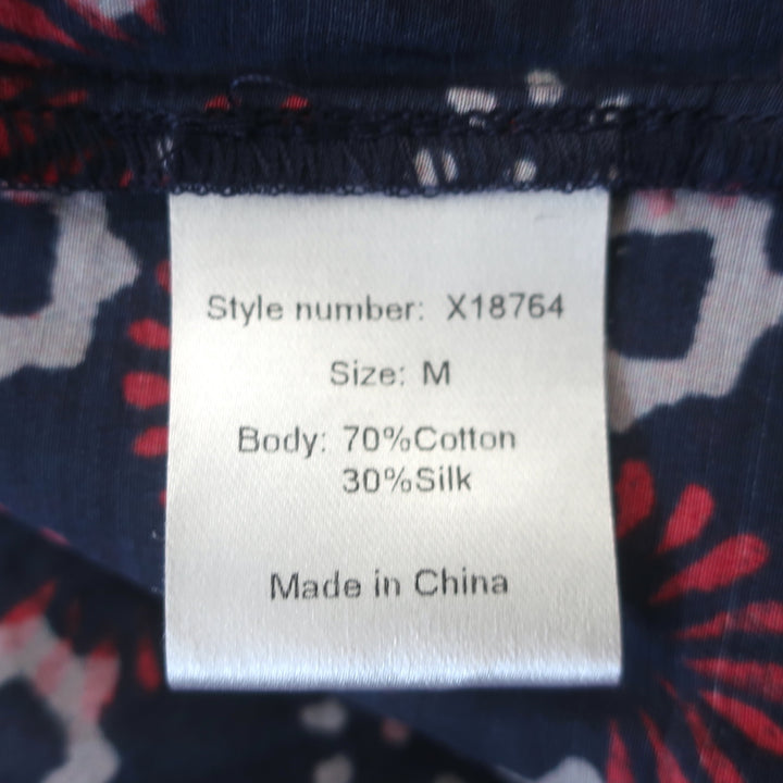 Xirena Iris Tiered Midi Skirt Navy Printed Cotton-Silk Size Medium