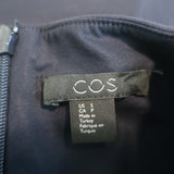 COS Long Sleeve Dress Navy Stretch Cotton Size Small