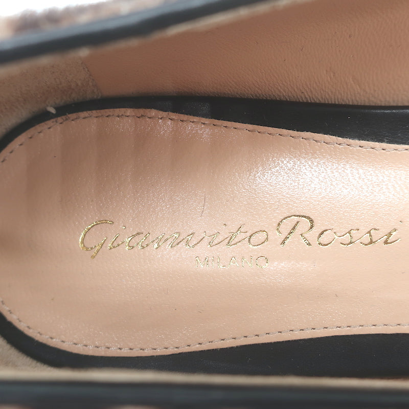 Gianvito Rossi Leopard Print Pony Hair Pointed Toe Ballet Flats Size 37 NEW