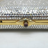 Judith Leiber Swarovski Crystal Minaudiere Mini Box Clutch Silver/Gold