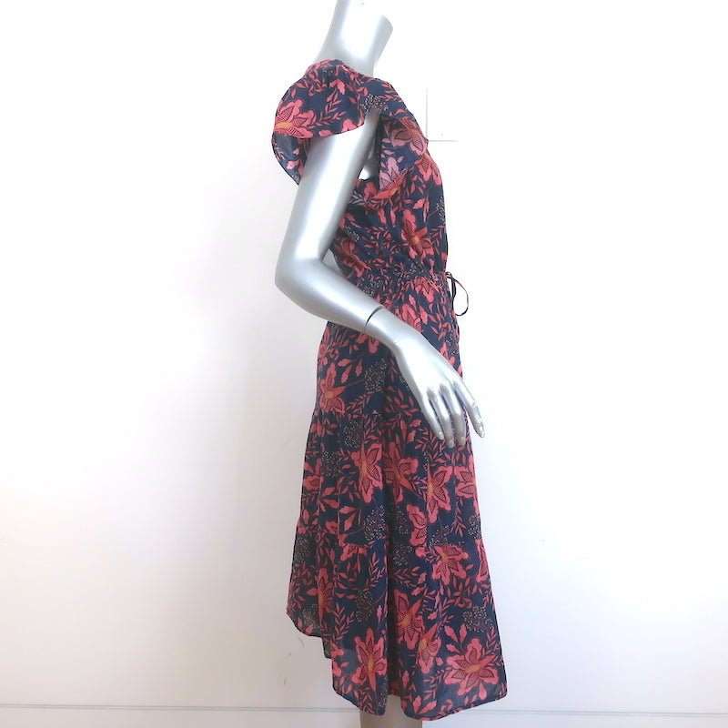Trovata Birds of Paradis Kristi Midi Dress Navy Floral Print Size Extra Small
