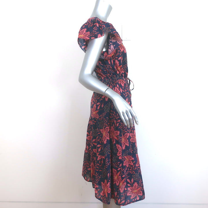 Trovata Birds of Paradis Kristi Midi Dress Navy Floral Print Size Extra Small