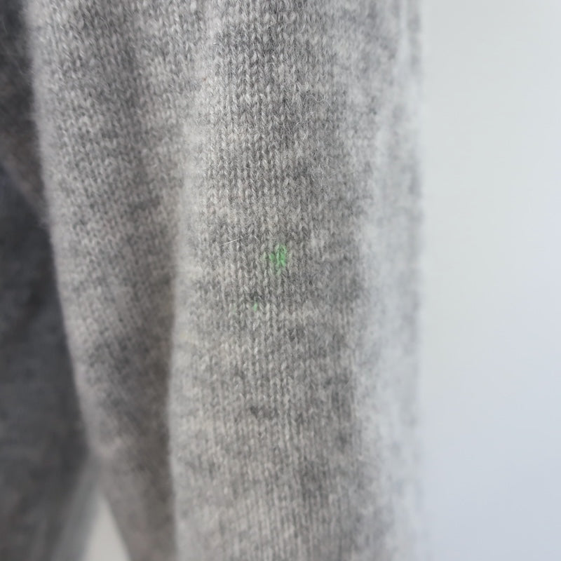Autumn Cashmere Ruffled Lace Trim Cashmere Sweater Heather Gray Size Medium