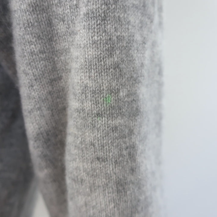 Autumn Cashmere Ruffled Lace Trim Cashmere Sweater Heather Gray Size Medium