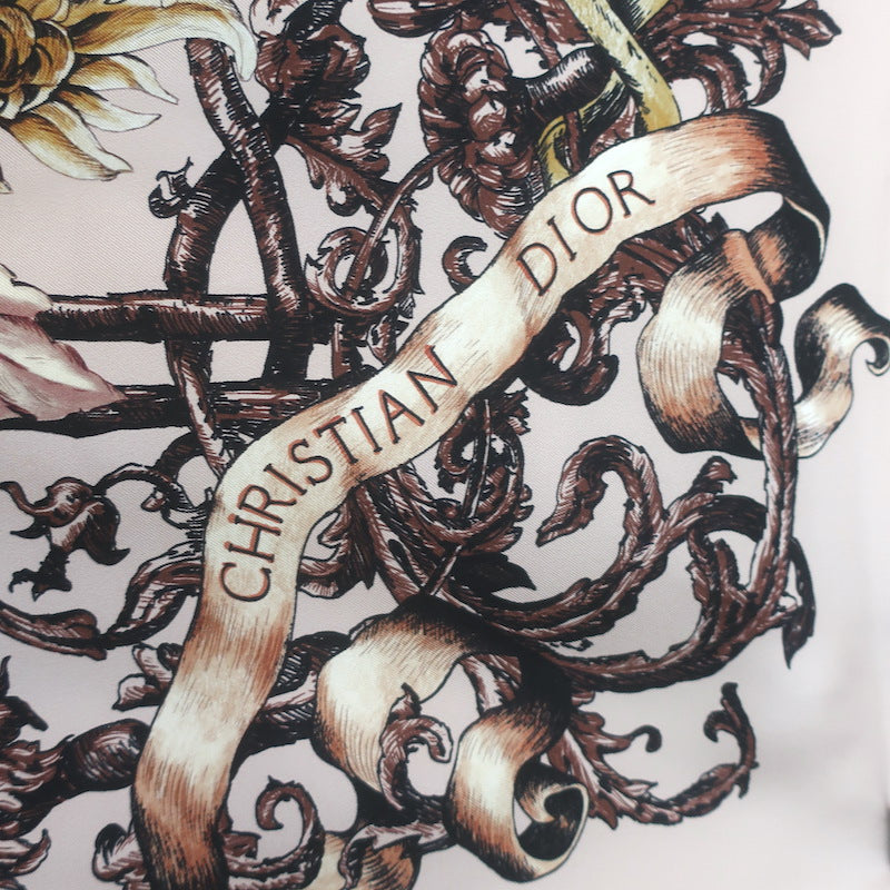Christian Dior Le Monde 90 Square Scarf Blush Silk Twill NEW