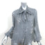 Co Pussy Bow Blouse Gray Floral Print Silk Chiffon Size Small Long Sleeve Top