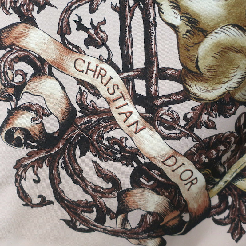Christian Dior Le Monde 90 Square Scarf Blush Silk Twill NEW