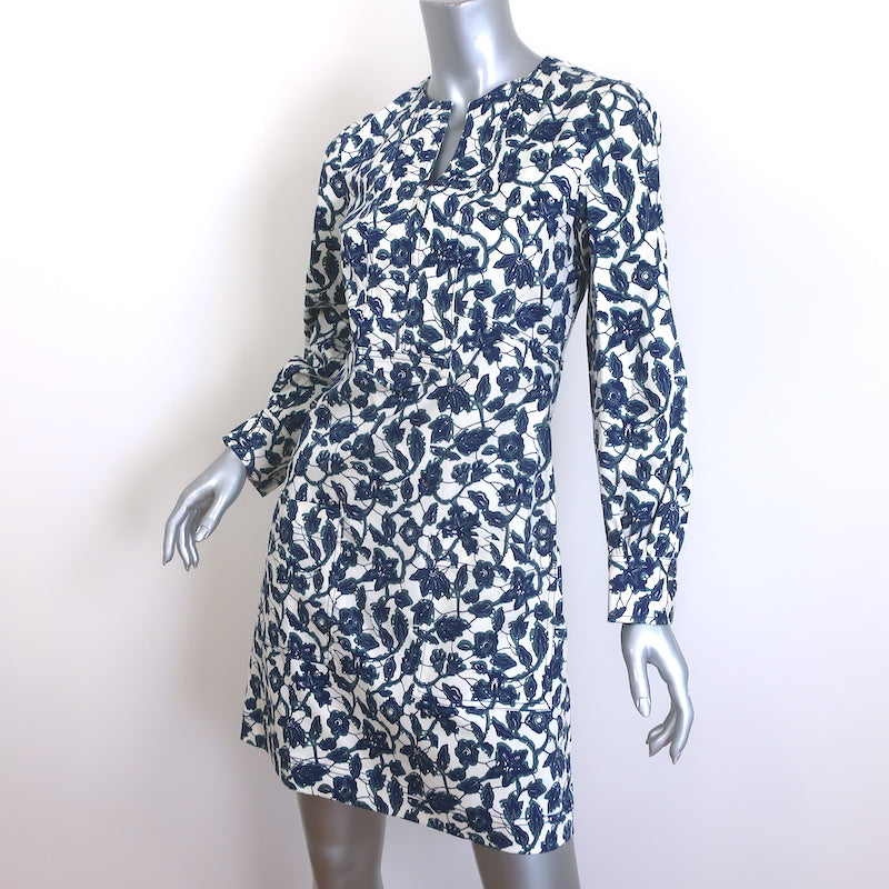 Derek Lam 10 Crosby Kasha Mini Dress Cream/Navy Floral Print Size 4 NEW