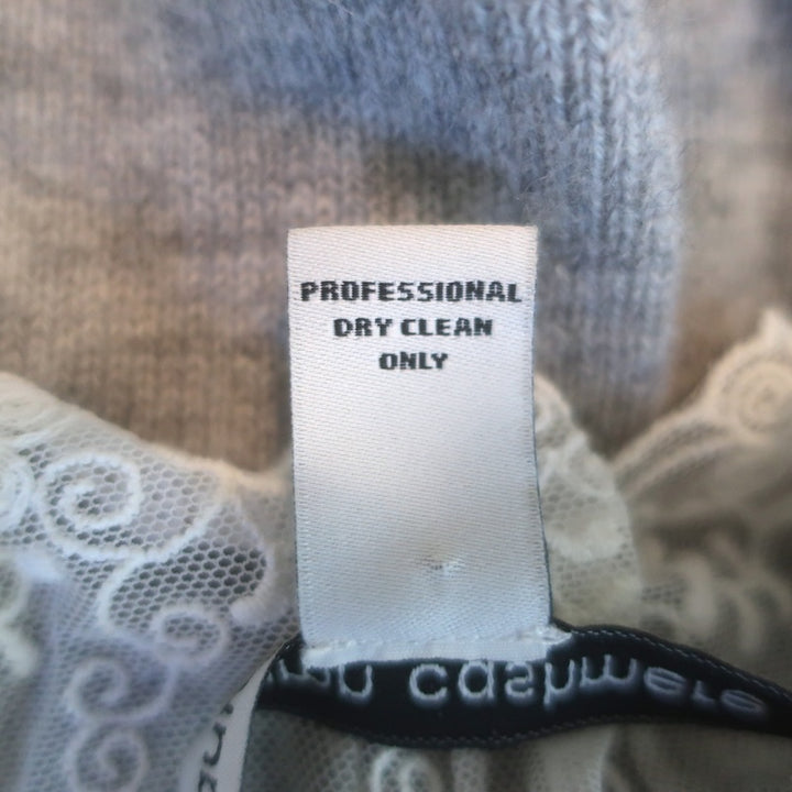 Autumn Cashmere Ruffled Lace Trim Cashmere Sweater Heather Gray Size Medium